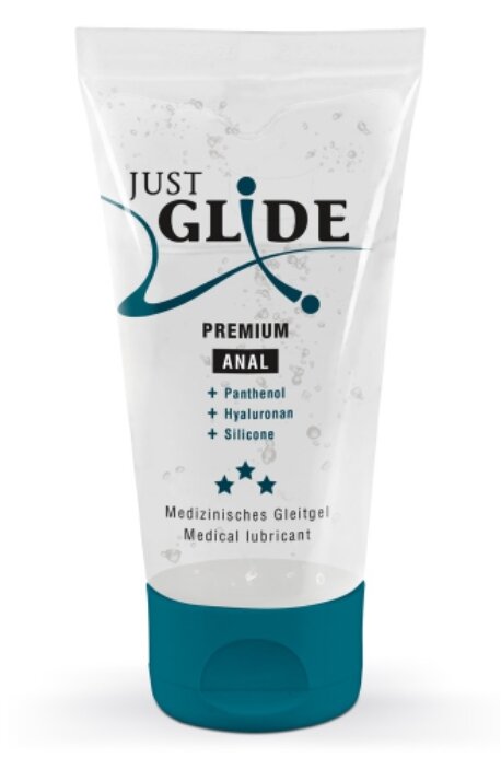 Анальне мастило з гіалуроновою кислотою та пантенолом Just Glide Premium Anal 50 мл (веганська) - Фото №1 Анальне мастило з гіалуроновою кислотою та пантенолом Just Glide Premium Anal 50 мл (веганська) - Фото №1