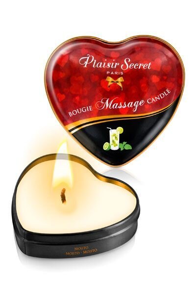 Масажна свічка серце Plaisirs Secrets Mojito (35 мл) - Фото №1