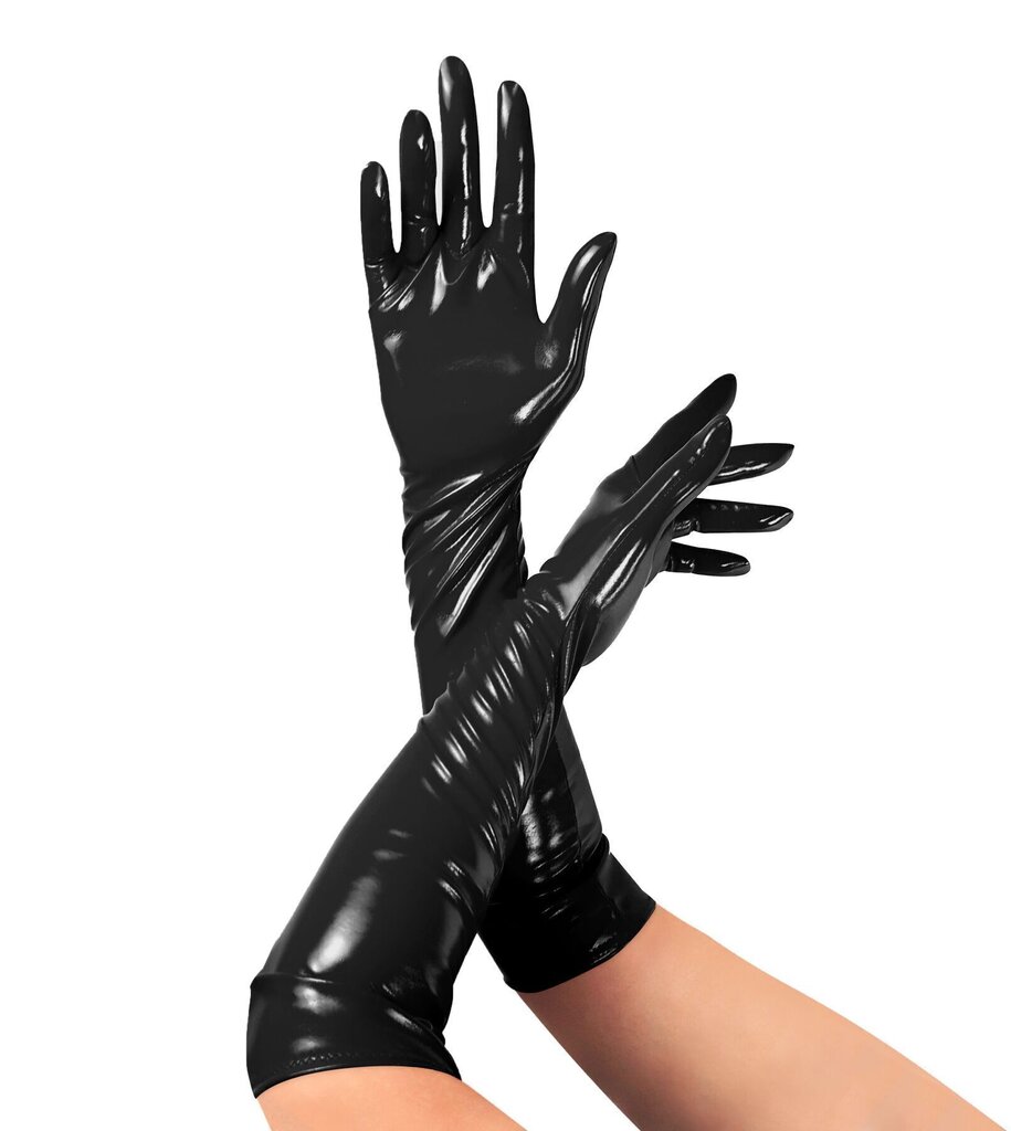 Глянцеві вінілові рукавички Art of Sex - Lora, р.L, чорні - Фото №1