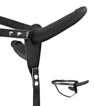 Двойной страпон Fetish Tentation Strap-On with Double Dildo Black - Фото №1 Двойной страпон Fetish Tentation Strap-On with Double Dildo Black - Фото №1