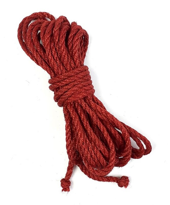 Джутовая веревка для BDSM красная, 8 м, 6 мм - Фото №1