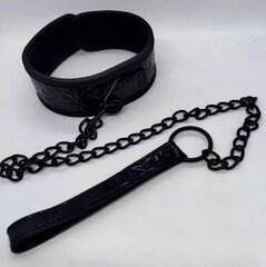 Ошейник с поводком DS Fetish Collar with leash black iron - Фото №1