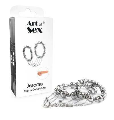 Сексуальное украшение для пениса и мошонки Art of Sex - Jerome, цвет серебро - Фото №1 Сексуальное украшение для пениса и мошонки Art of Sex - Jerome, цвет серебро - Фото №1
