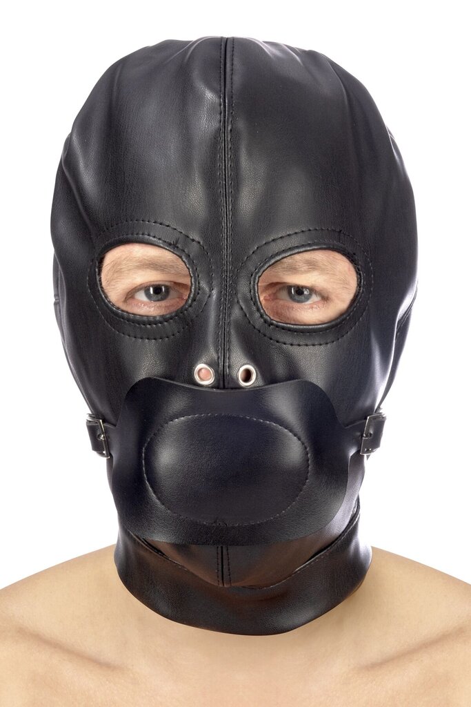 Маска з кляпом для БДСМ Fetish Tentation BDSM hood in leatherette with removable gag - Фото №1