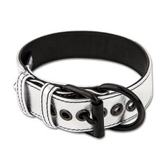 Серебристый ошейник с поводком Bondage Fetish Metallic Pup Collar With Leash - Фото №1