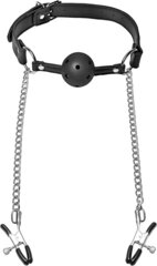 Кляп с зажимами для сосков Ballgag with Nipple Clamps Black - Фото №1 Кляп с зажимами для сосков Ballgag with Nipple Clamps Black - Фото №1