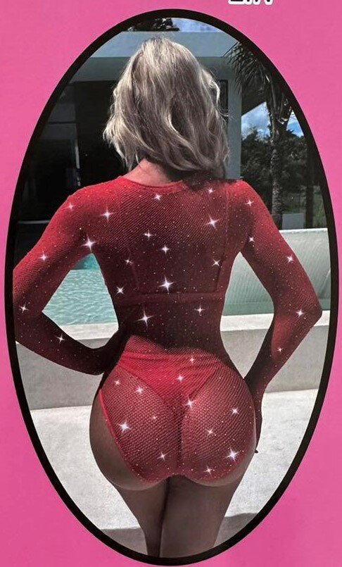 Червоний боді-сітка з рукавичками в стразах, S/L - Фото №2 Червоний боді-сітка з рукавичками в стразах, S/L - Фото №2