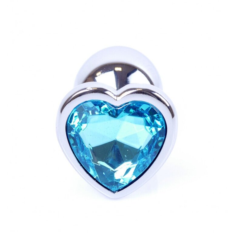 Плаг S металлический сердце, камень голубой - Фото №2