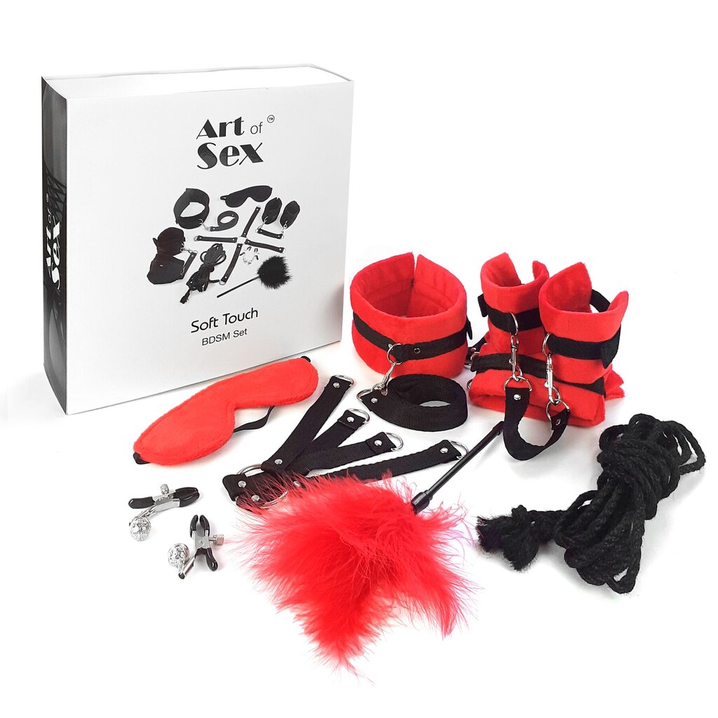 Набор БДСМ Art of Sex - Soft Touch BDSM Set, 9 предметов, красный - Фото №1