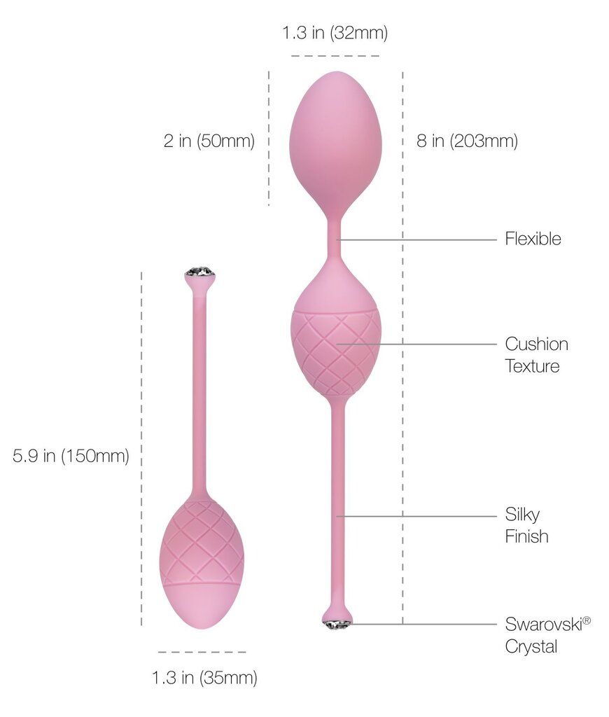 Розкішні вагінальні кульки PILLOW TALK - Frisky Pink з кристалом, діаметр 3,2 см, вага 49-75гр - Фото №3