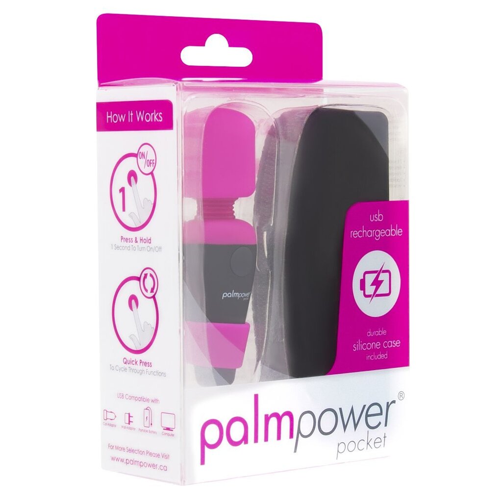 Мини-вибромассажер PalmPower Pocket с чехлом на молнии, водостойкий, перезаряжаемый, длина 9 см - Фото №1