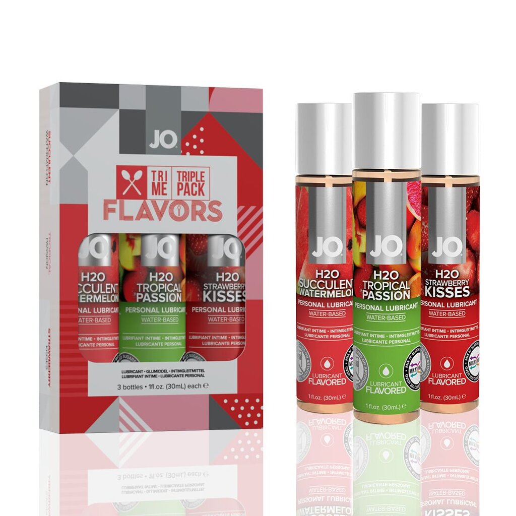 Набор JO Tri-Me Triple Pack — Flavors (3×30 мл) три разных вкуса оральных смазок - Фото №4 Набор JO Tri-Me Triple Pack — Flavors (3×30 мл) три разных вкуса оральных смазок - Фото №4