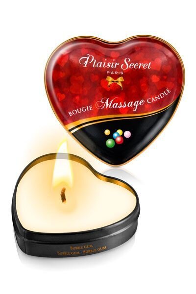 Масажна свічка-серце Plaisirs Secrets Bubble Gum (35 мл) - Фото №2