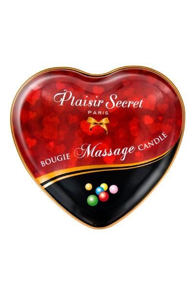 Масажна свічка-серце Plaisirs Secrets Bubble Gum (35 мл) - Фото №3