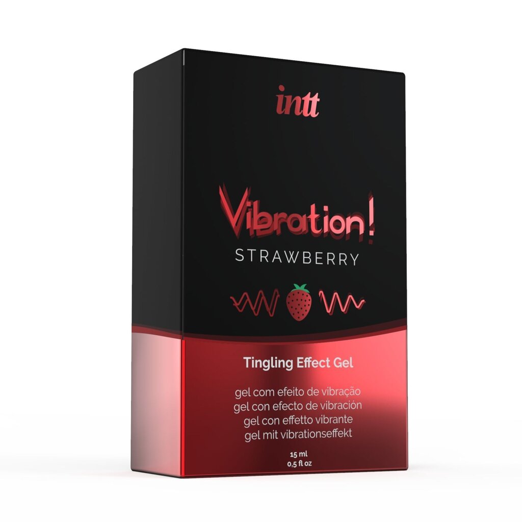 Жидкий вибратор Intt Vibration Strawberry (15 мл), густой гель, очень вкусный, действует до 30 минут - Фото №1