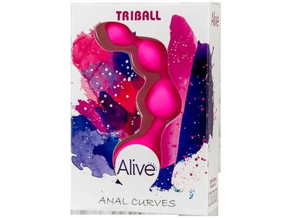 Анальные шарики Alive Triball Pink, силикон, макс. диаметр 2см - Фото №2