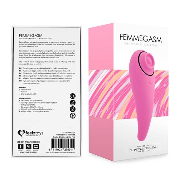 Пульсатор для клитора плюс вибратор FeelzToys - FemmeGasm Tapping & Tickling Vibrator Pink - Фото №5