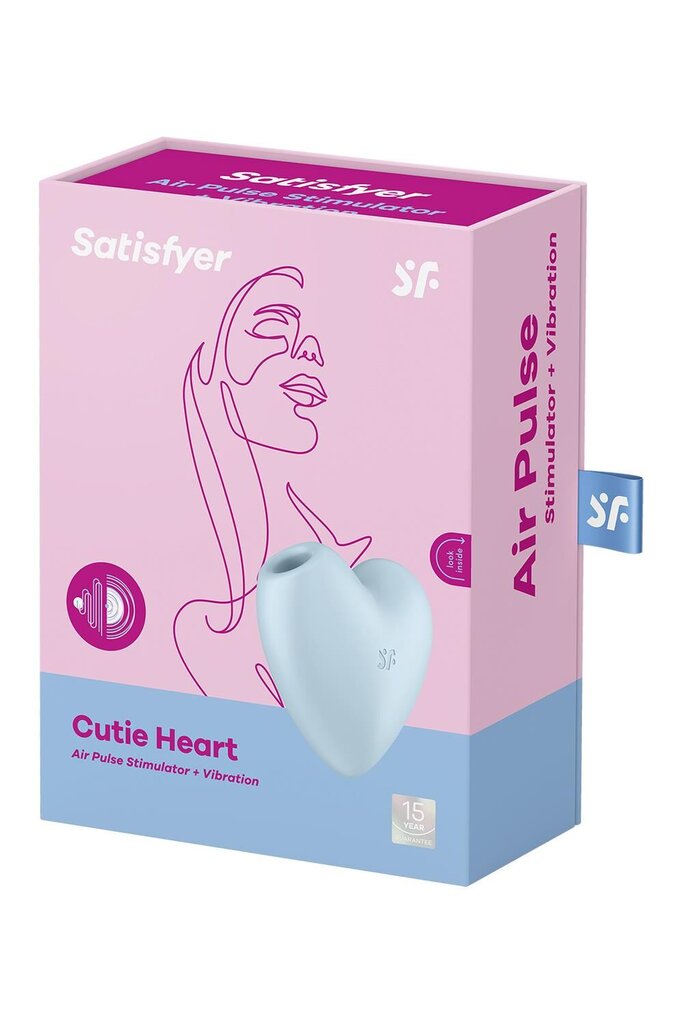 Вакуумный стимулятор-сердечко с вибрацией Satisfyer Cutie Heart Blue - Фото №4
