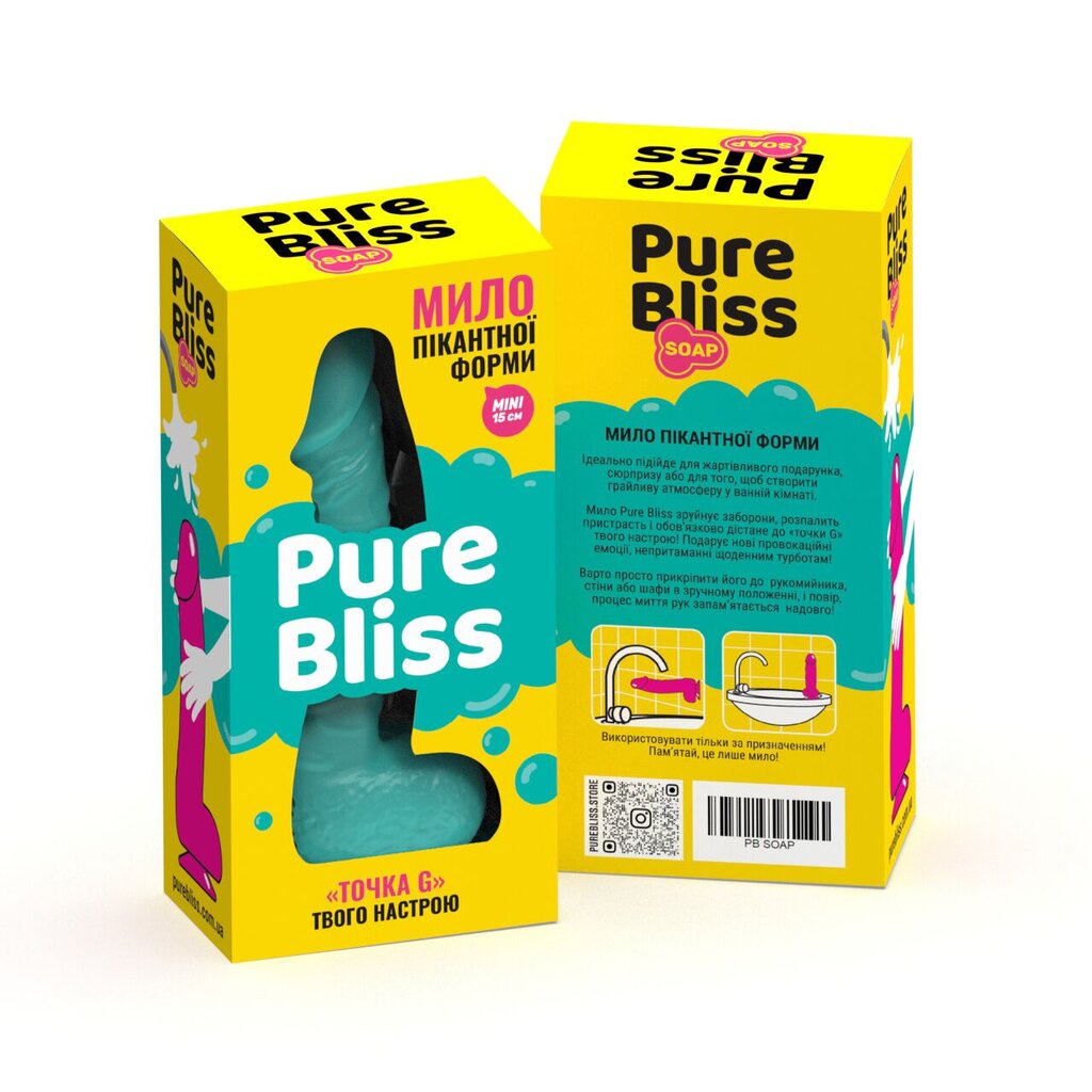 Крафтове мило-член із присоскою Pure Bliss MINI Turquoise, натуральне - Фото №1 Крафтове мило-член із присоскою Pure Bliss MINI Turquoise, натуральне - Фото №1