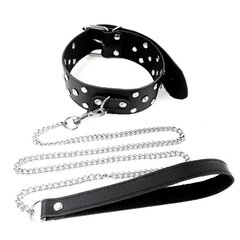Ошейник с поводком из натуральной кожи с заклепками Art of Sex - Jenna Collar with Leash, черный - Фото №1 Ошейник с поводком из натуральной кожи с заклепками Art of Sex - Jenna Collar with Leash, черный - Фото №1