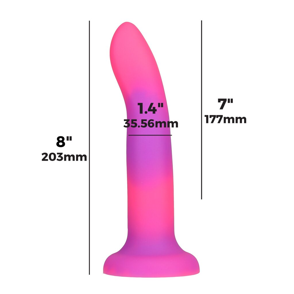 Фалоімітатор, що світиться в темряві, ADDICTION Rave 8″, Glow in the Dark Dildo Pink Purple, 20,3 см - Фото №3 Фалоімітатор, що світиться в темряві, ADDICTION Rave 8″, Glow in the Dark Dildo Pink Purple, 20,3 см - Фото №3