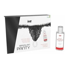 Набор Intt BRAZILIAN PANTY BLACK: трусики на резинке S-XL с жемчужным кольцом + клубничная смазка - Фото №1 Набор Intt BRAZILIAN PANTY BLACK: трусики на резинке S-XL с жемчужным кольцом + клубничная смазка - Фото №1