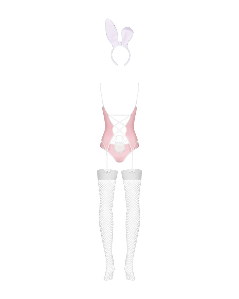 Еротичний костюм зайчика Obsessive Bunny suit 4 pcs costume pink L/XL, рожевий, топ з підв’язками, т - Фото №2