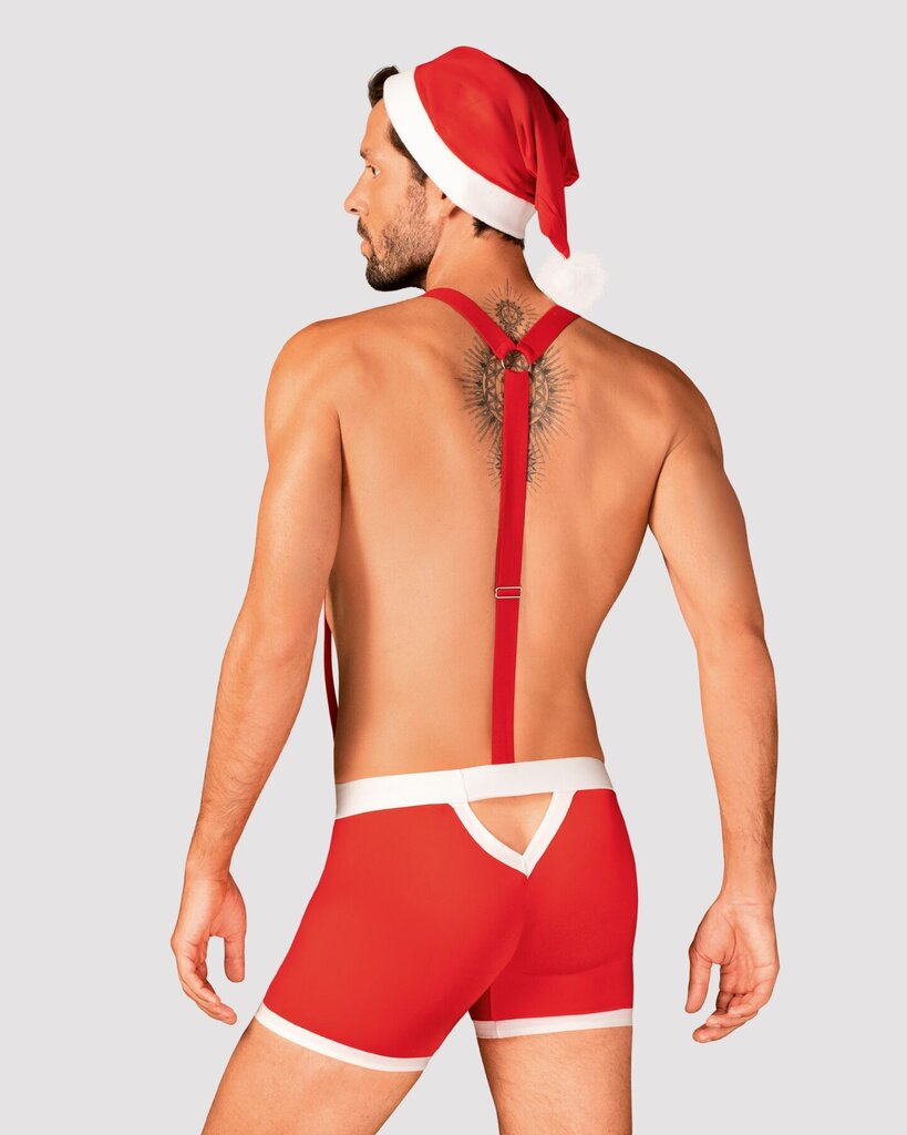 Чоловічий еротичний костюм Санта-Клауса Obsessive Mr Claus 2XL/3XL, боксери на підтяжках, шапочка з - Фото №2