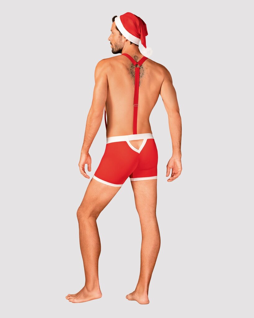 Чоловічий еротичний костюм Санта-Клауса Obsessive Mr Claus 2XL/3XL, боксери на підтяжках, шапочка з - Фото №3