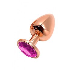Металлическая анальная пробка Wooomy Tralalo Rose Gold Metal Plug Magenta M, диаметр 3,4 см, длина 8 - Фото №1
