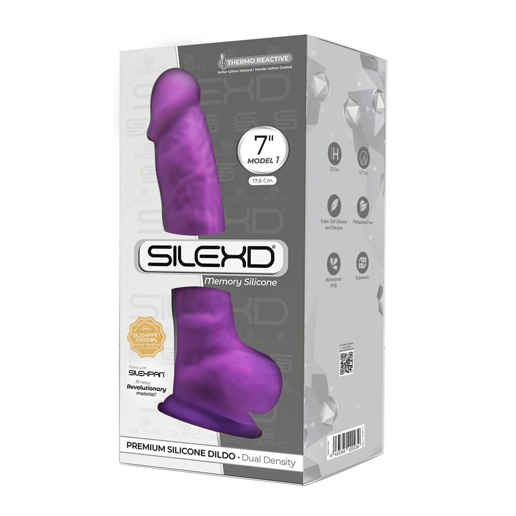 Фалоімітатор SilexD Johnny Purple (MODEL 1 size 7in), двошаровий, силікон+Silexpan, діаметр 3,8 см - Фото №4