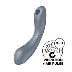 Вакуумный стимулятор с вибрацией Satisfyer Curvy Trinity 1 Bluegrey, игрушка 3в1 - Фото №1