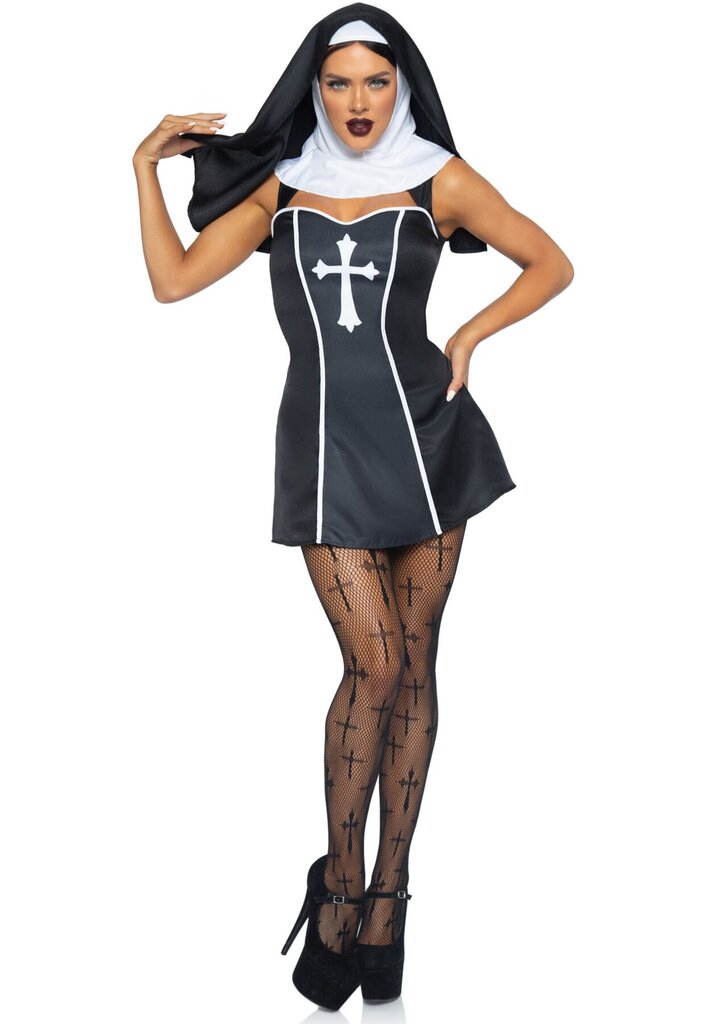 Костюм монашки Leg Avenue Naughty Nun L, платье, головной убор - Фото №1