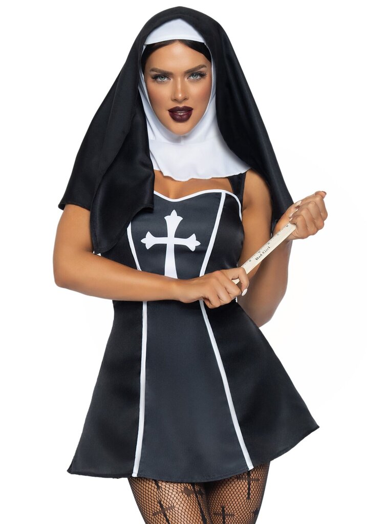 Костюм монашки Leg Avenue Naughty Nun L, платье, головной убор - Фото №5