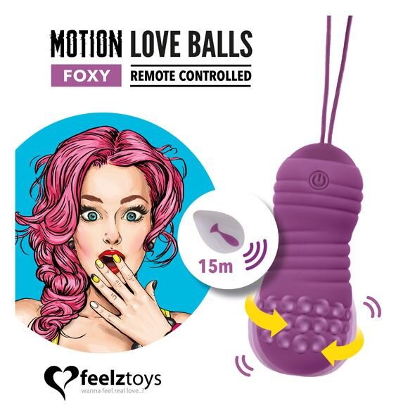 Вагінальні кульки з перлинним масажем FeelzToys Motion Love Balls Foxy з пультом ДК, 7 режимів - Фото №2