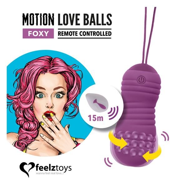 Вагінальні кульки з перлинним масажем FeelzToys Motion Love Balls Foxy з пультом ДК, 7 режимів - Фото №2 Вагінальні кульки з перлинним масажем FeelzToys Motion Love Balls Foxy з пультом ДК, 7 режимів - Фото №2