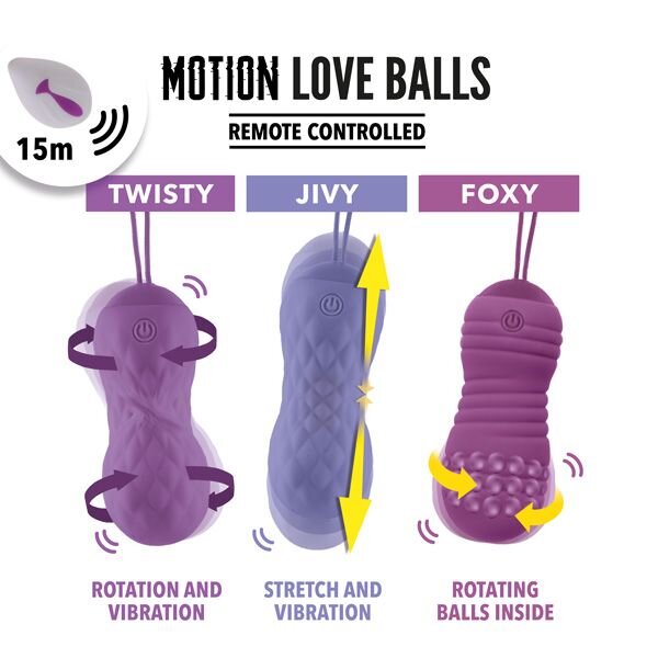 Вагінальні кульки з перлинним масажем FeelzToys Motion Love Balls Foxy з пультом ДК, 7 режимів - Фото №4