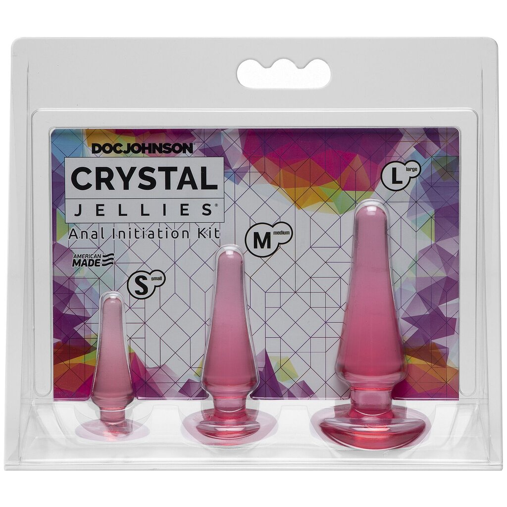 Набір анальних пробок Doc Johnson Crystal Jellies - Pink, макс. діаметр 2см - 3 см - 4 см - Фото №2