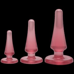 Набір анальних пробок Doc Johnson Crystal Jellies - Pink, макс. діаметр 2см - 3 см - 4 см - Фото №1