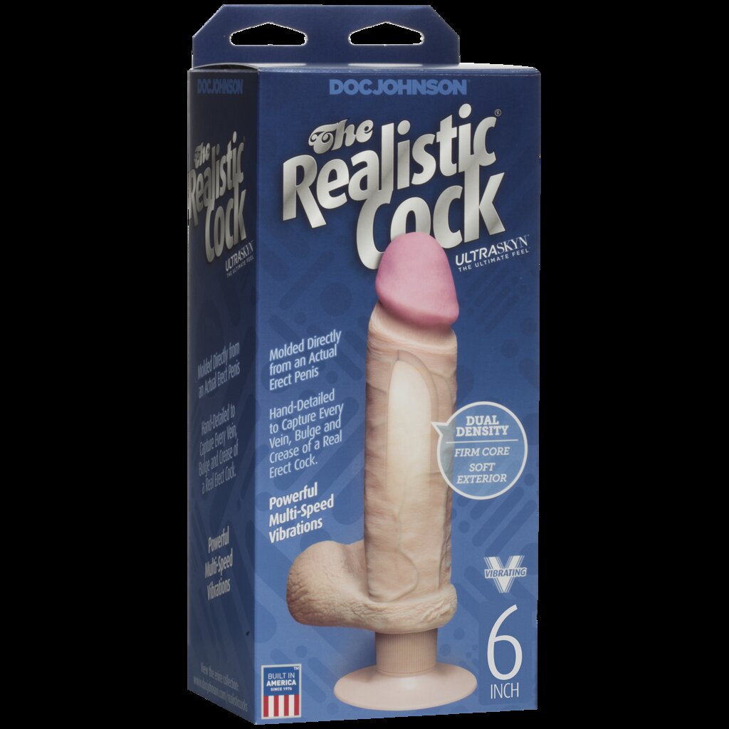 Фалоімітатор Doc Johnson The Realistic Cock 6 inch ULTRASKYN, діаметр 4,3 см, плавне регулювання - Фото №3