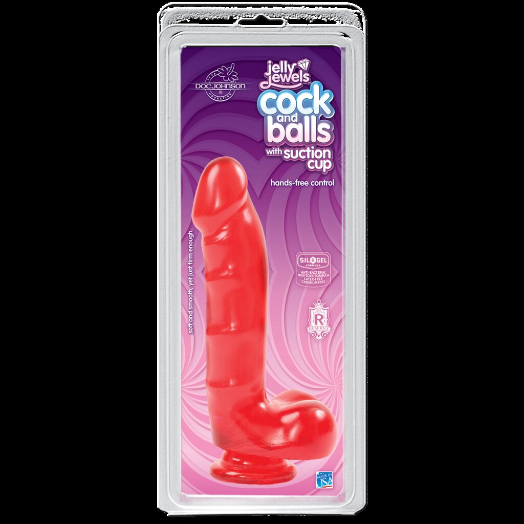 Фаллоимитатор Doc Johnson Jelly Jewels Cock & Balls Red, диаметр 3,6см, антибактериальный ПВХ - Фото №3 Фаллоимитатор Doc Johnson Jelly Jewels Cock & Balls Red, диаметр 3,6см, антибактериальный ПВХ - Фото №3