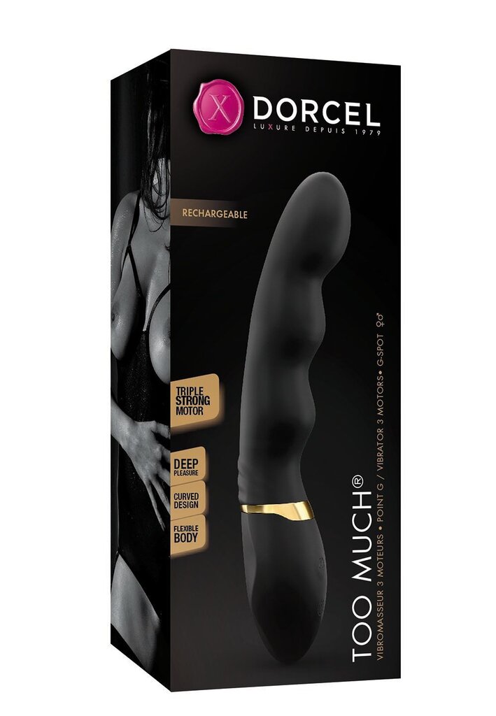 Вібратор ультрастимулювальний Dorcel Too Much Rechargeable Black, гнучкий і потужний, 3 вібромотори - Фото №3