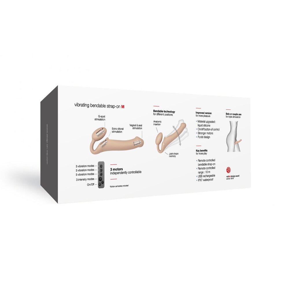 Безремінний страпон з вібрацією Strap-On-Me Vibrating Flesh M, діаметр 3,3см, пульт ДК, регульований - Фото №2 Безремінний страпон з вібрацією Strap-On-Me Vibrating Flesh M, діаметр 3,3см, пульт ДК, регульований - Фото №2