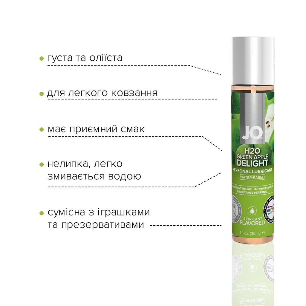 Смазка на водной основе JO H2O — Green Apple (30 мл) без сахара, растительный глицерин - Фото №5 Смазка на водной основе JO H2O — Green Apple (30 мл) без сахара, растительный глицерин - Фото №5