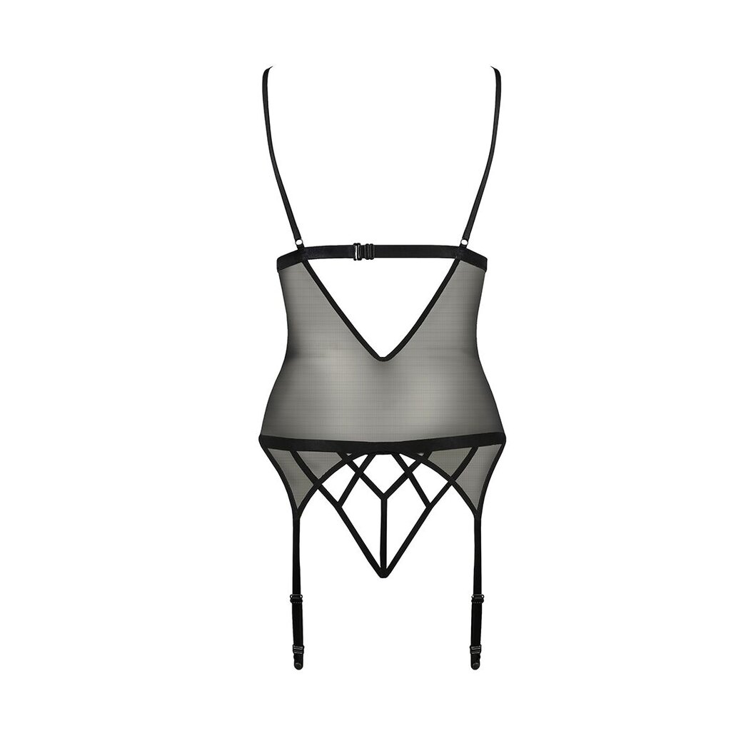 Корсет с открытой грудью Passion DIABOLINA CORSET S/M, black, пажи, трусики, полупрозрачный - Фото №5 Корсет с открытой грудью Passion DIABOLINA CORSET S/M, black, пажи, трусики, полупрозрачный - Фото №5
