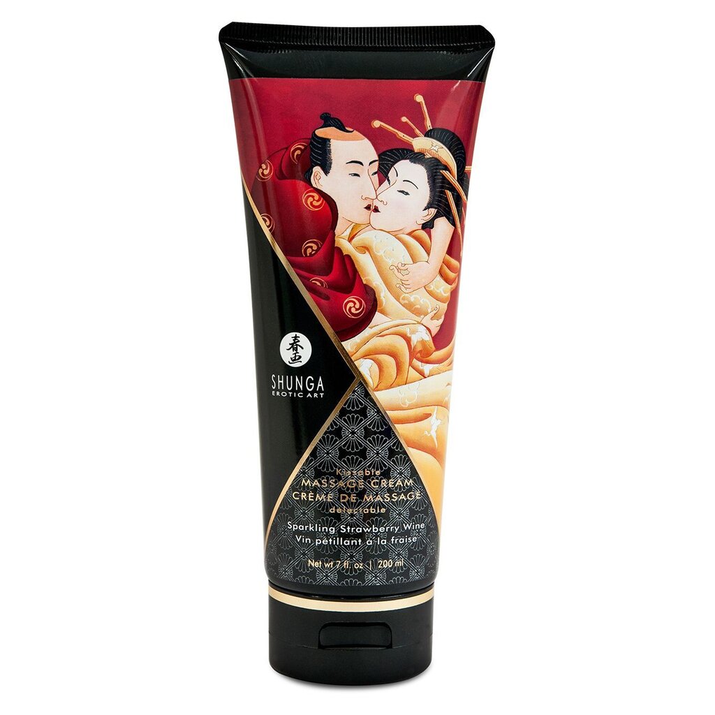 Съедобный массажный крем Shunga Kissable Massage Cream – Sparkling Strawberry Wine (200 мл) - Фото №1