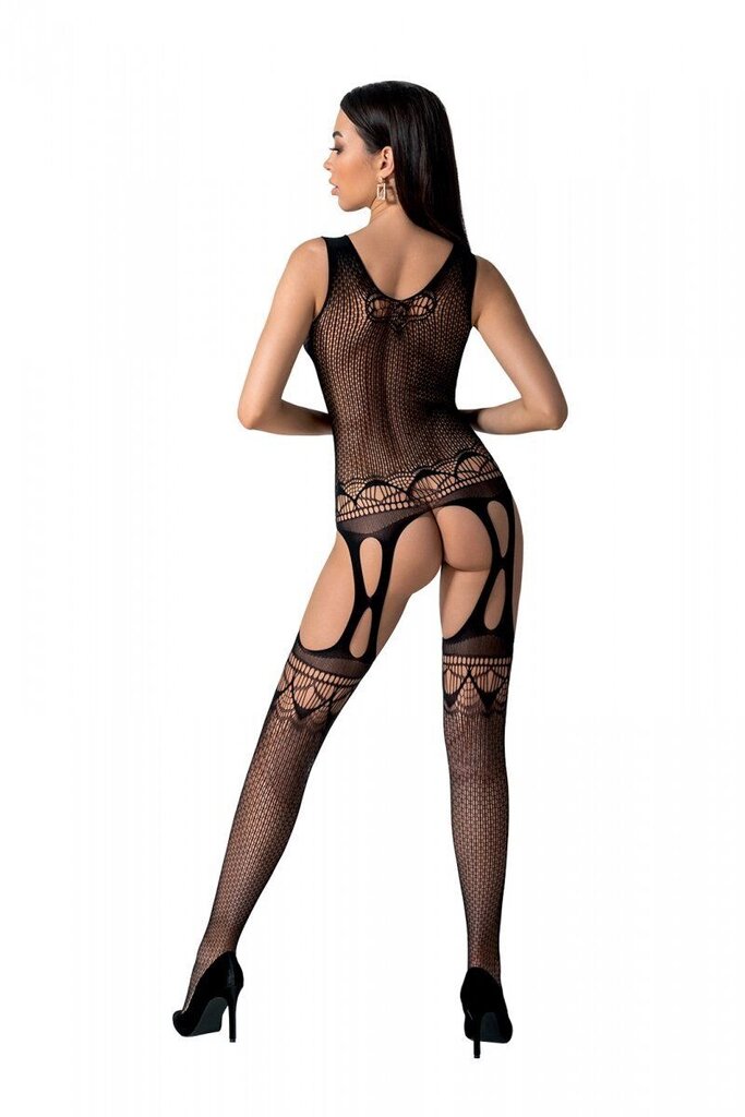 Бодистокинг с плетением на груди Passion BS099 One Size, black, открытый доступ, имитация подвязок - Фото №2 Бодистокинг с плетением на груди Passion BS099 One Size, black, открытый доступ, имитация подвязок - Фото №2