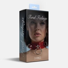 Ошейник для фиксации Feral Feelings - D-Rings Red Trasparent - Фото №1 Ошейник для фиксации Feral Feelings - D-Rings Red Trasparent - Фото №1