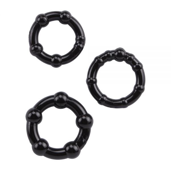 Набор эрекционных колец Beaded Cock Rings, Black - Фото №1 Набор эрекционных колец Beaded Cock Rings, Black - Фото №1