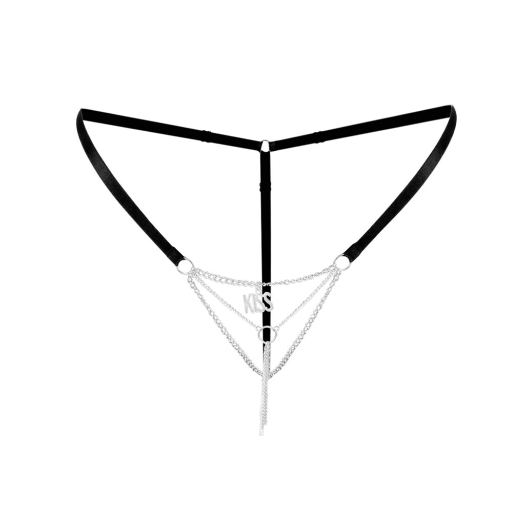Сексуальные трусики с цепочкой и подвеской Art of Sex - KISS panties XS-M, цвет черный - Фото №2 Сексуальные трусики с цепочкой и подвеской Art of Sex - KISS panties XS-M, цвет черный - Фото №2